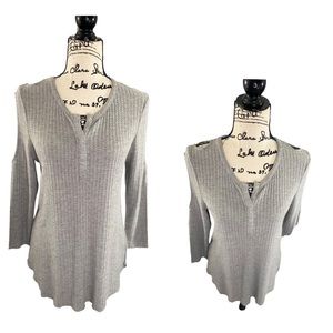 Chaser Thermal 3/4 Sleeve Cold Shoulder Henley M NWT